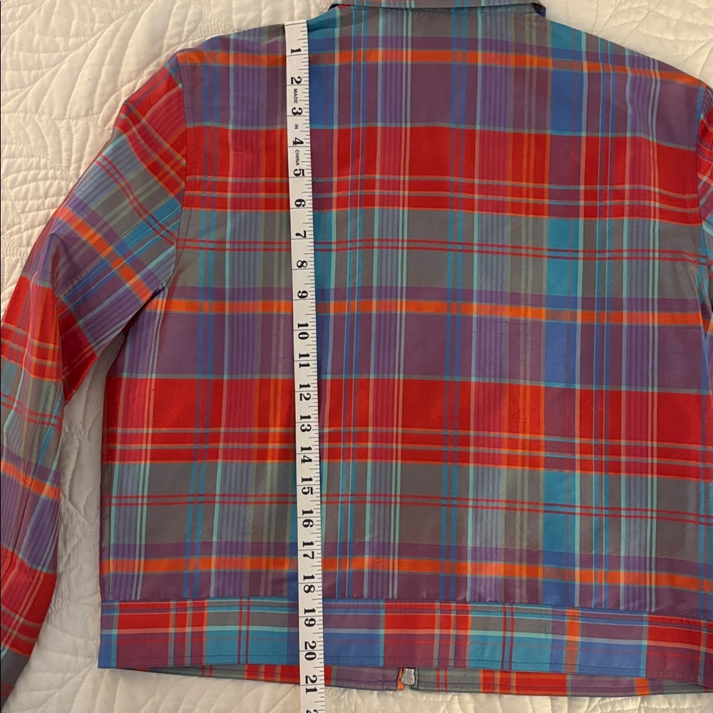 Ralph Lauren Sport Red and Blue Plaid Bomber Jacket 100% silk - Picture 5 of 10
